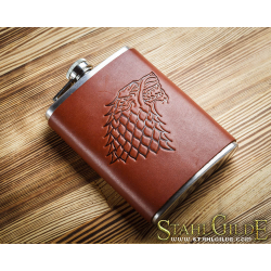 Game of Thrones, Leather Flask, House of Stark , hip flask Leather Flask